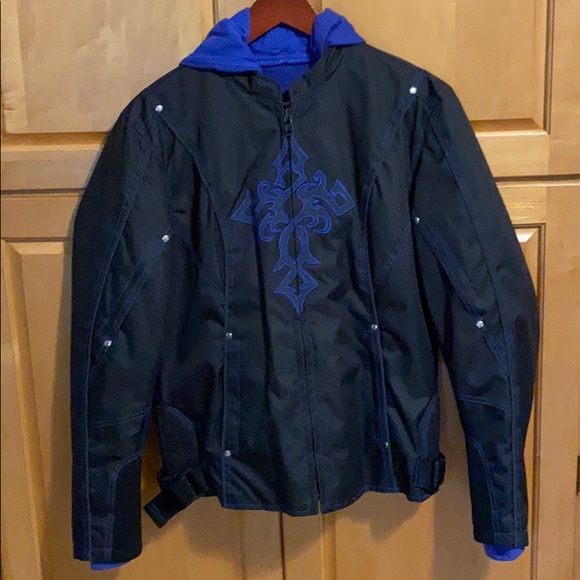 Jackets & Blazers - Black and Blue Motorcycle Jacket